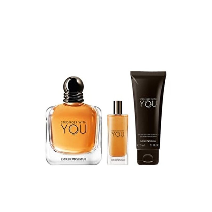 ARMANI EMPORIO STRONGER WITH YOU 3 PCS SET FOR MEN: 3.3 EAU DE TOILETTE SPRAY + 0.5 EAU DE TOILETTE SPRAY + 2.5 BODY SHAMPOO