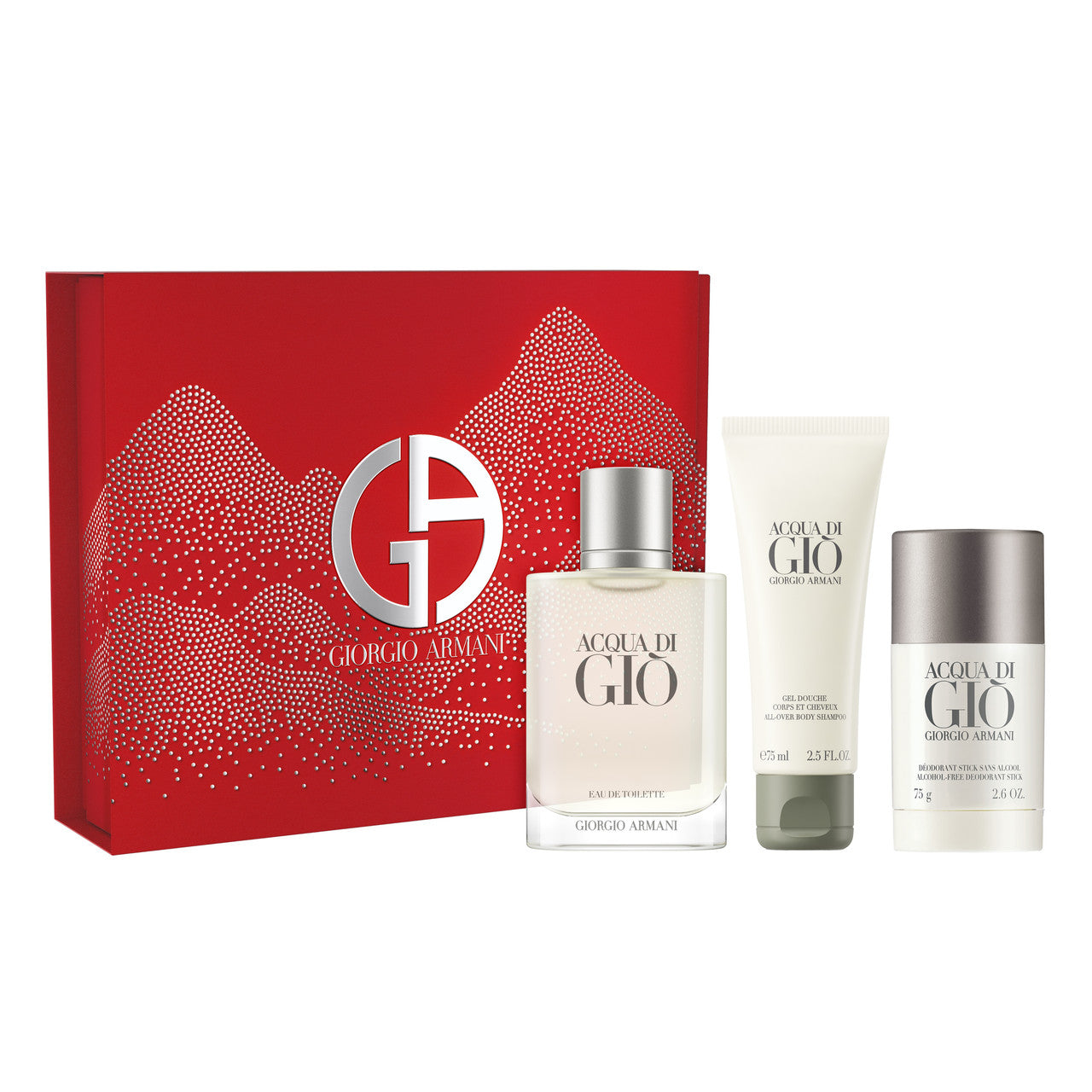 ACQUA DI GIO 3 PCS SET FOR MEN: 3.3 EAU DE TOILETTE SPRAY + 2.5 BODY SHAMPOO + 2.6 DEODORANT STICK