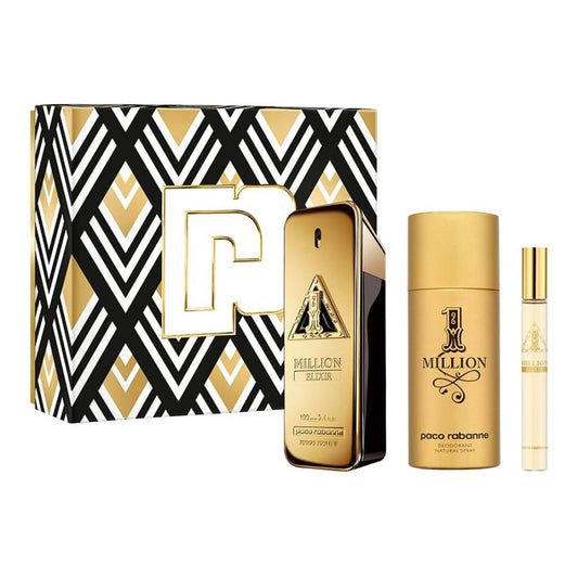 PACO ONE MILLION ELIXIR 3 PCS SET FOR MEN: 3.4 PARFUM INTENSE + 5.1 DEODORANT SPRAY + 0.34 PARFUM INTENSE
