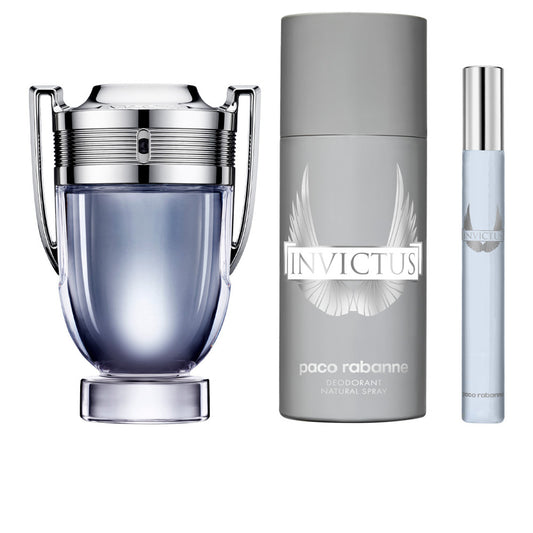 PACO RABANNE INVICTUS 3 PCS SET FOR MEN: 3.4 EAU DE TOILETTE SPRAY + 0.34 EAU DE TOILETTE SPRAY + 5.1 DEODORANT SPRAY