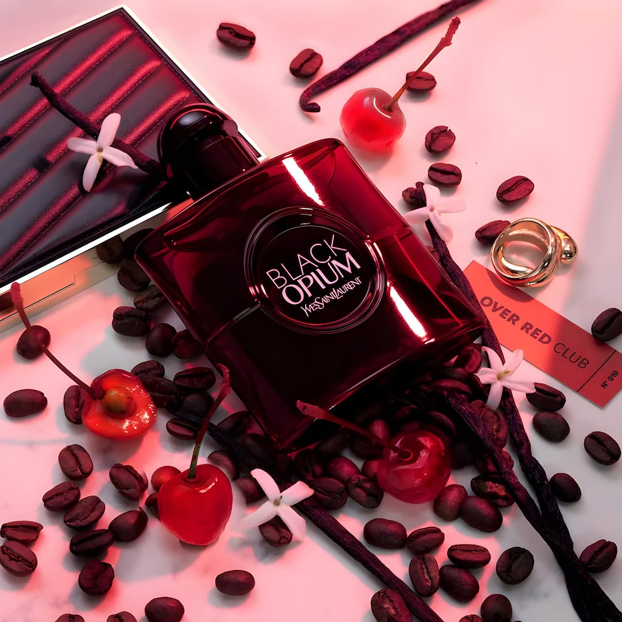 YSL BLACK OPIUM 3 OZ EAU DE PARFUM OVER RED SPRAY FOR WOMEN