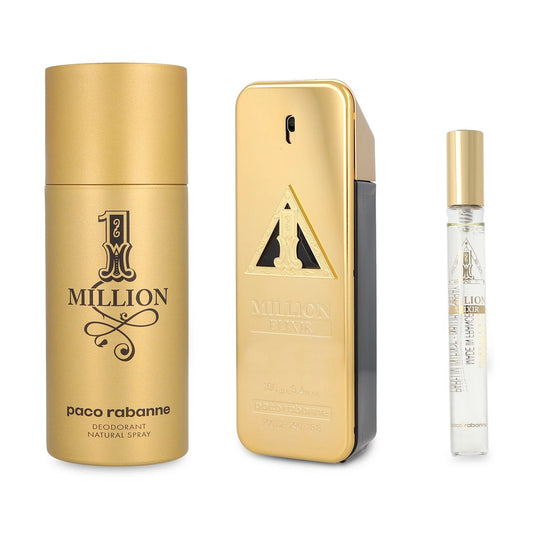 PACO RABANNE ONE MILLION ELIXIR 3 PCS SET FOR MEN: 3.4 EAU DE PARFUM INTENSE SPRAY + 5.1 DEODORANT SPRAY + 0.34 EAU DE PARFUM INTENSE SPRAY