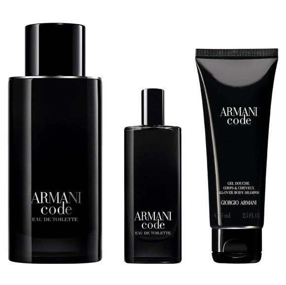 ARMANI CODE 3 PCS SET FOR MEN: 4.2 EAU DE TOILETTE SPRAY + 0.5 EAU DE TOILETTE SPRAY + 2.5 BODY SHAMPOO