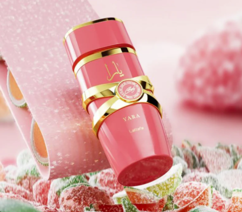 LATTAFA YARA 2 PCS SET FOR WOMEN: YARA 3.4 EAU DE PARFUM SPRAY + YARA CANDY 3.4 EAU DE PARFUM SPRAY