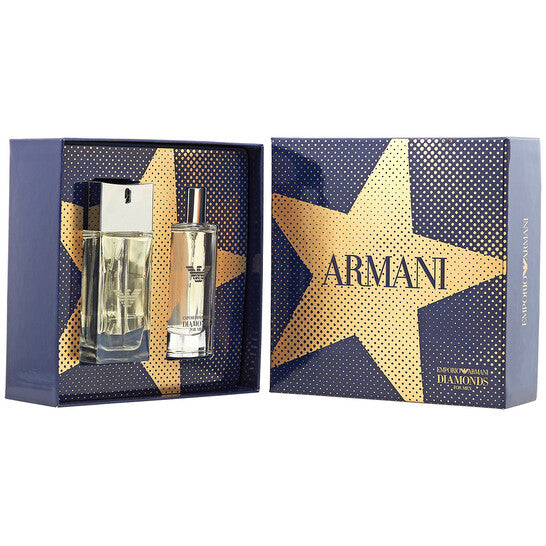 ARMANI EMPORIO DIAMONDS 2 PCS SET FOR MEN: 1.7 EAU DE TOILETTE SPRAY + 0.5 OZ EAU DE TOILETTE SPRAY (HARD BOX)