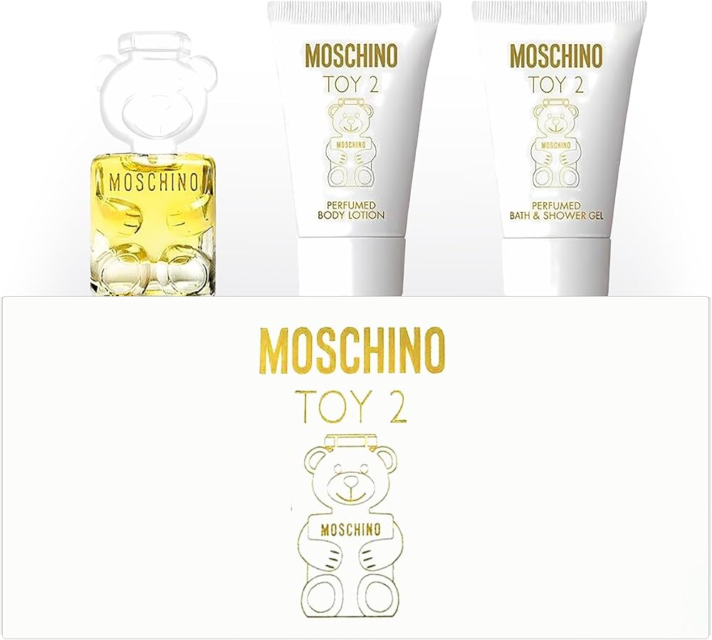 MOSCHINO TOY 2 4 PCS SET FOR WOMEN: 3.4 EAU DE PARFUM SPRAY + 0.34 EAU DE PARFUM SPRAY + 3.4 BATH & SHOWER GEL + 3.4 BODY LOTION